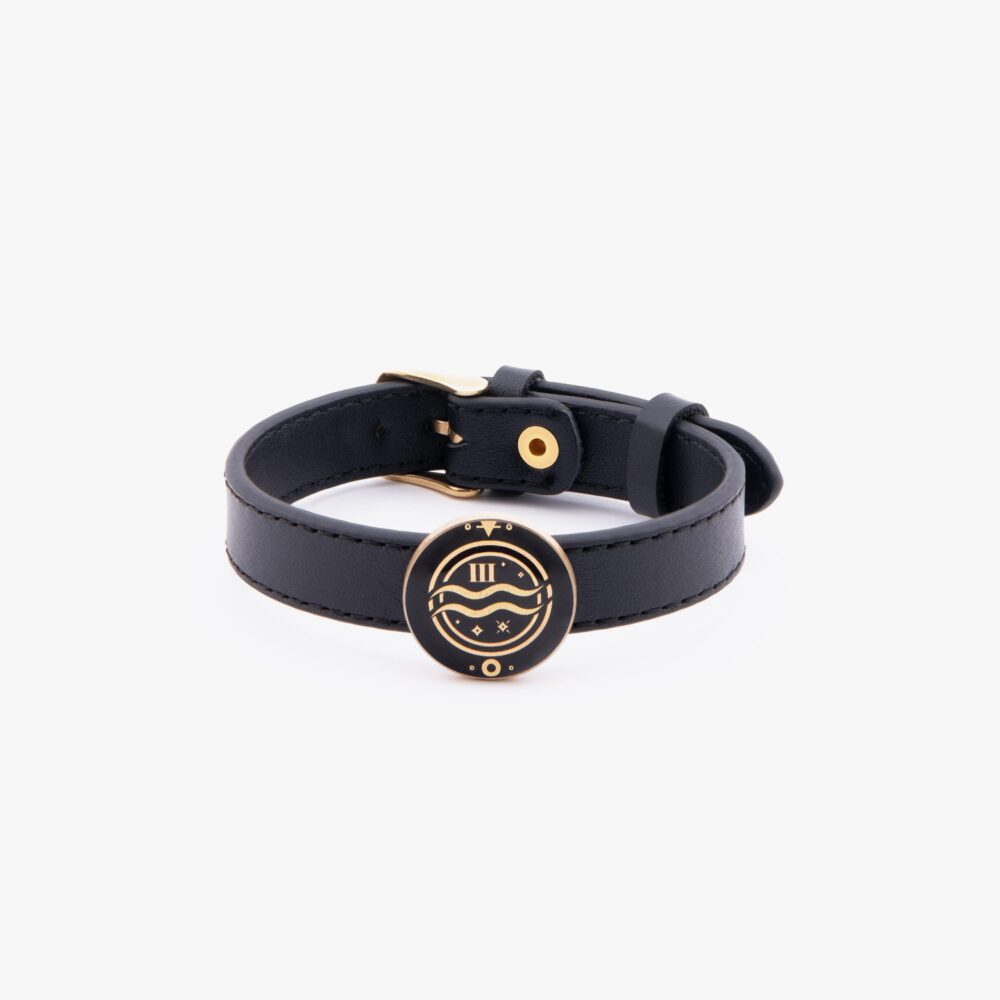 10015256-G دستبند مردانه بهمن با ورق طلا و چرم سری جهان - 1