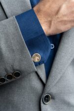 دکمه سردست مردانه اسب با ورق طلا سری فلک - 2