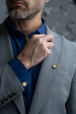 دکمه سردست مردانه ببر با ورق طلا سری فلک - 3