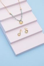 گوشواره عصایی بچه گانه فیل با ورق طلا سری آوا - 7