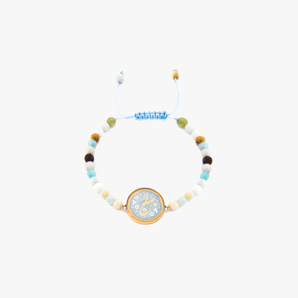 دستبند زنانه صلح با ورق طلا و سنگ سری مانی کلاسیک - 1