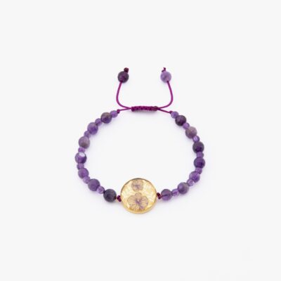 دستبند زنانه ورق طلا و سنگ بنفشه سری مانی کلاسیک