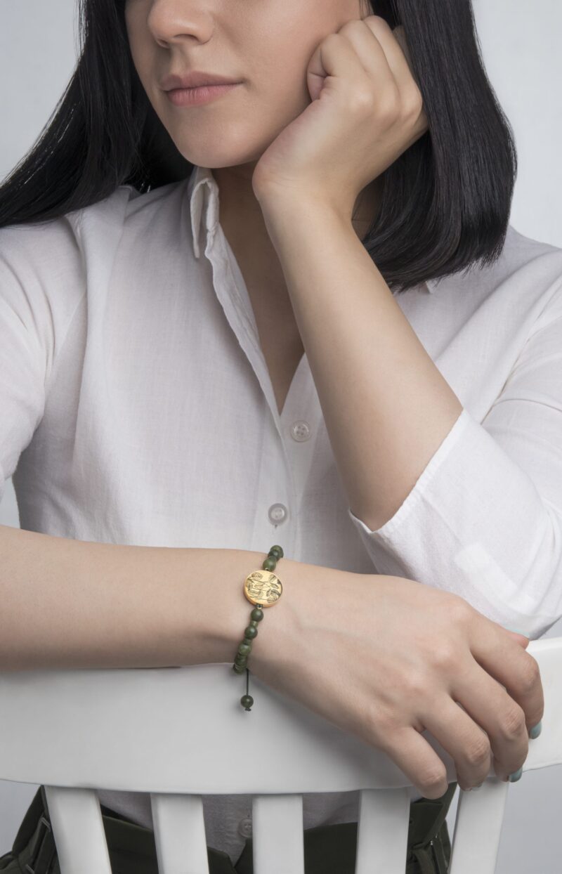 دستبند زنانه نارون با ورق طلا و سنگ سری مانی کلاسیک - 3