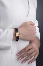 دستبند مردانه پارادوکس با ورق طلا و چرم سری آریا - 2