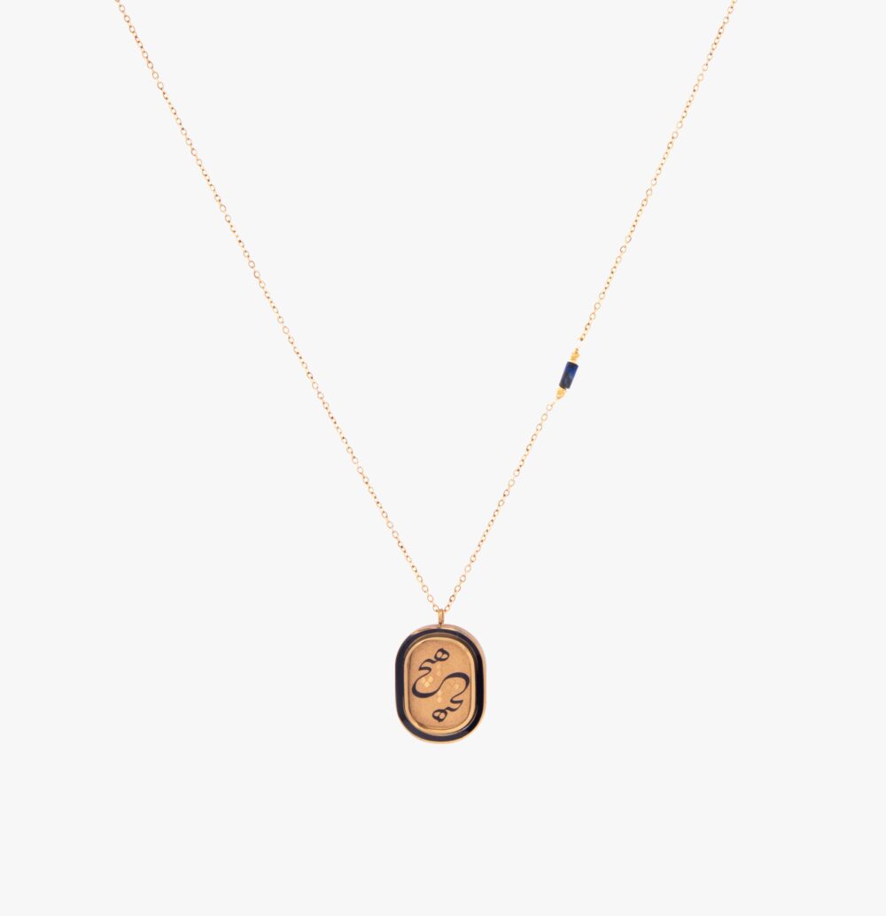 10017700-G گردنبند زنانه هیچ با ورق طلا و زنجیر سری طوق - 1