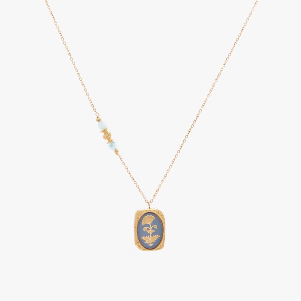 10017856-G2 گردنبند زنانه بهار با ورق طلا و زنجیر سری شهرزاد - 1