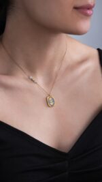 گردنبند زنانه بهار با ورق طلا و زنجیر سری شهرزاد - 3