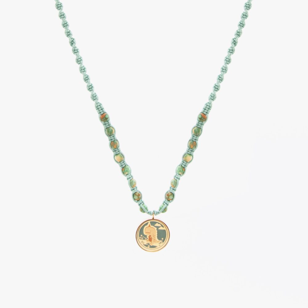 10015140-G گردنبند بچه گانه دایناسور با ورق طلا و سنگ سری شادی - 1