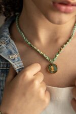 گردنبند بچه گانه دایناسور با ورق طلا و سنگ سری شادی - 2