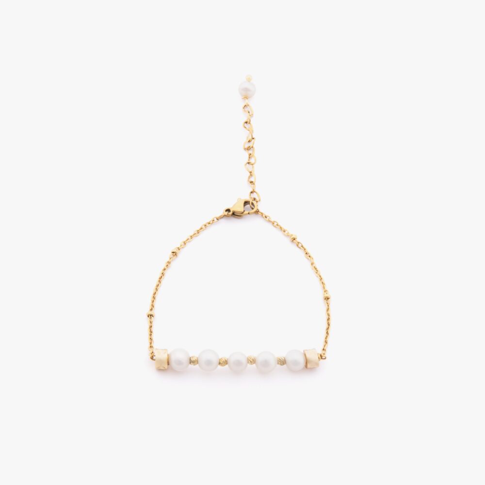 10015995-G3 دستبند مروارید زنانه نیلا با آبکاری طلا سری زروار - 1