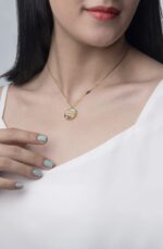 گردنبند زنانه گرشا با ورق طلا و زنجیر سری مانیمو - 2