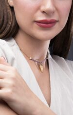 گردنبند زنانه آلما با ورق طلا و زنجیر سری بستنی - 2