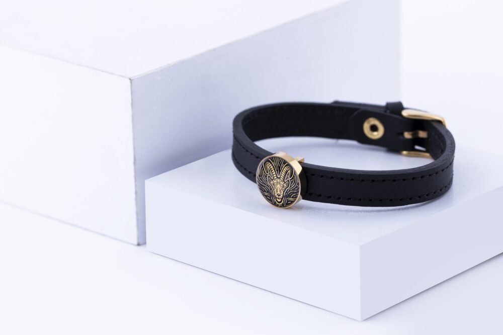 دستبند زنانه دی با ورق طلا و چرم سری سپهر - 3