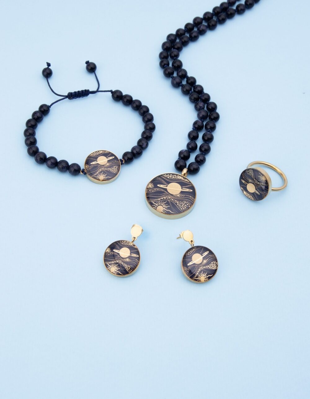 دستبند زنانه کهکشان با ورق طلا و سنگ سری مانی کلاسیک - 5