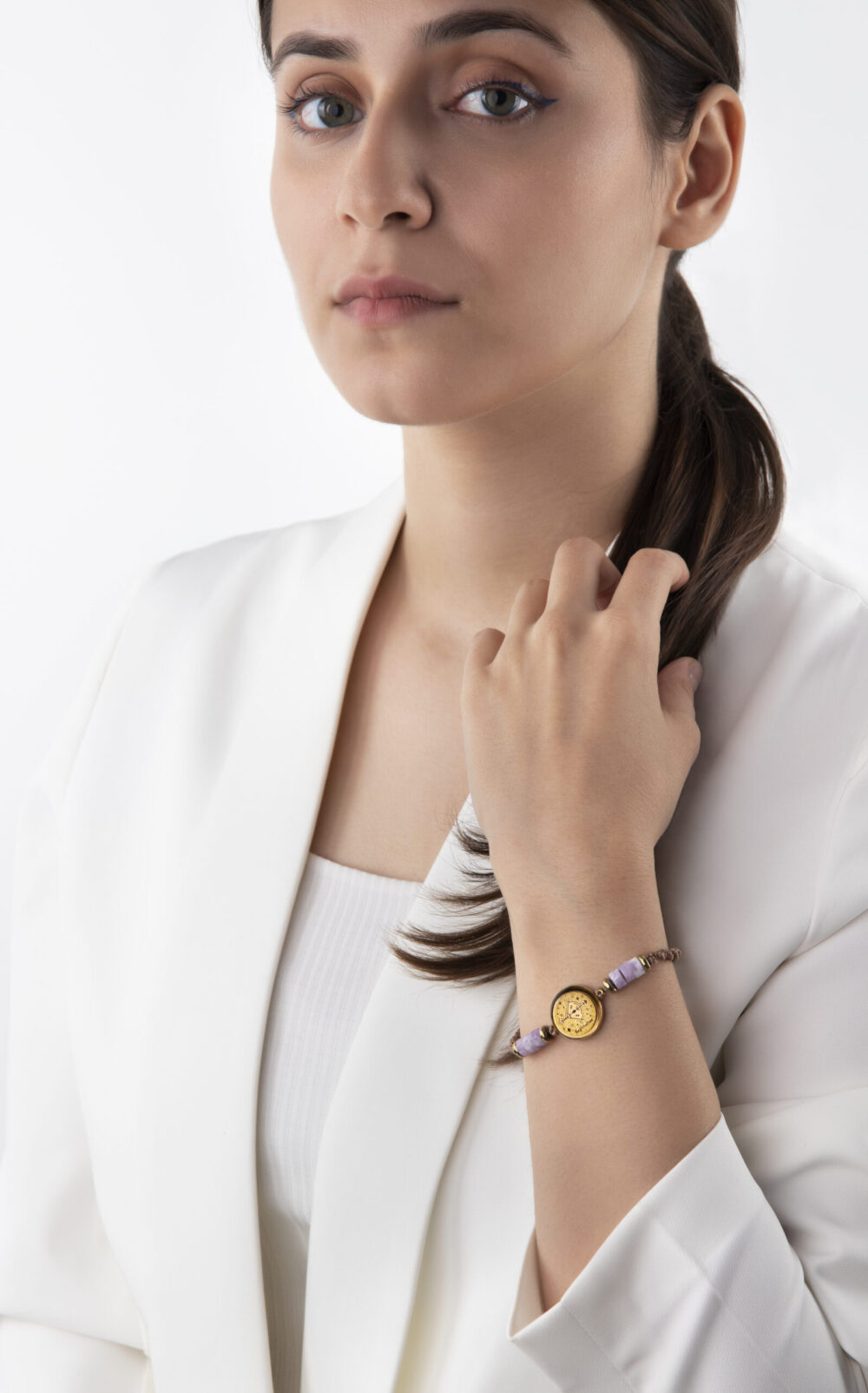 دستبند زنانه آذر V2 با ورق طلا و سنگ سری صنم - 2