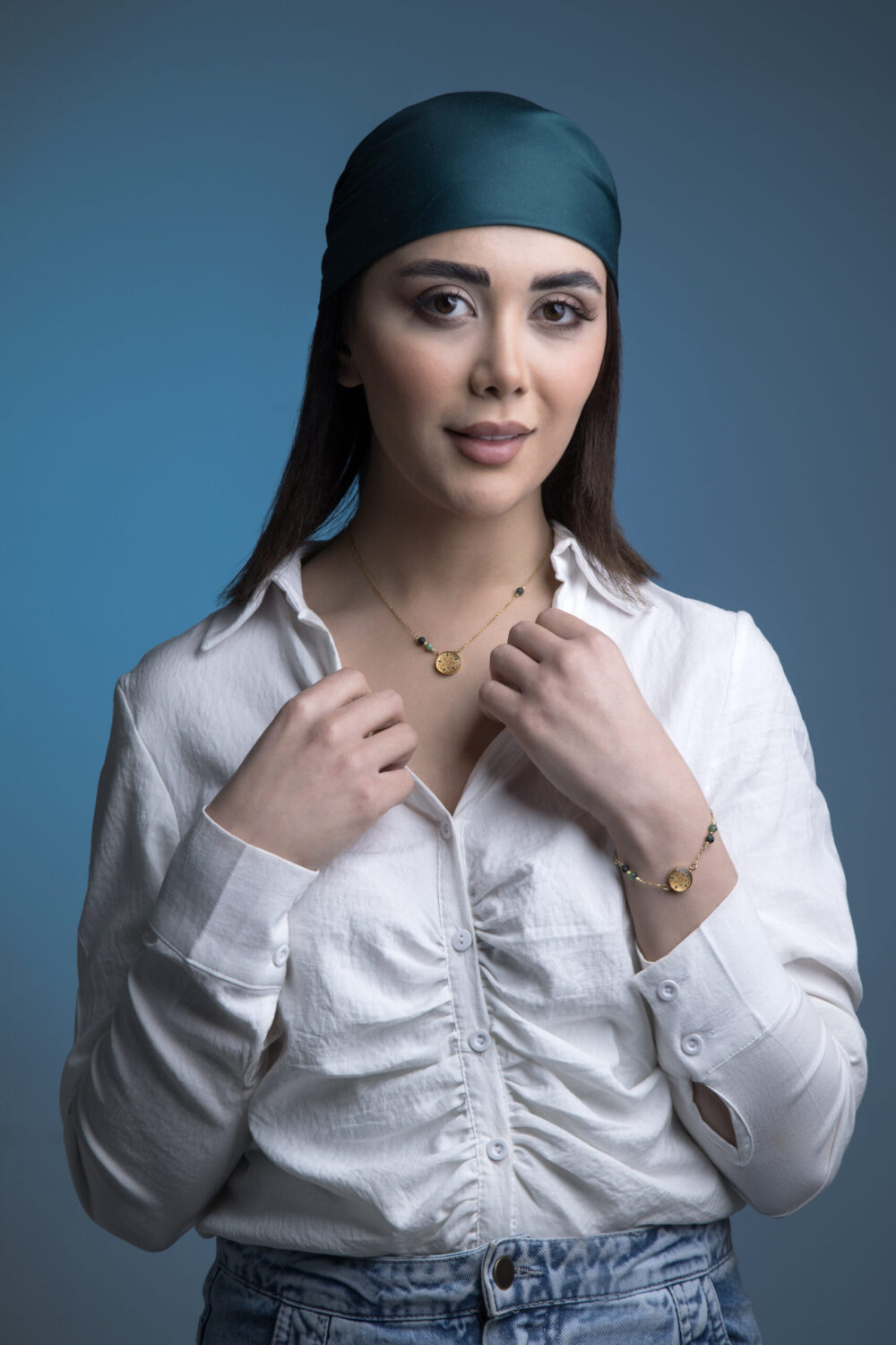 گردنبند زنانه مروا با ورق طلا و زنجیر سری دینا - 5