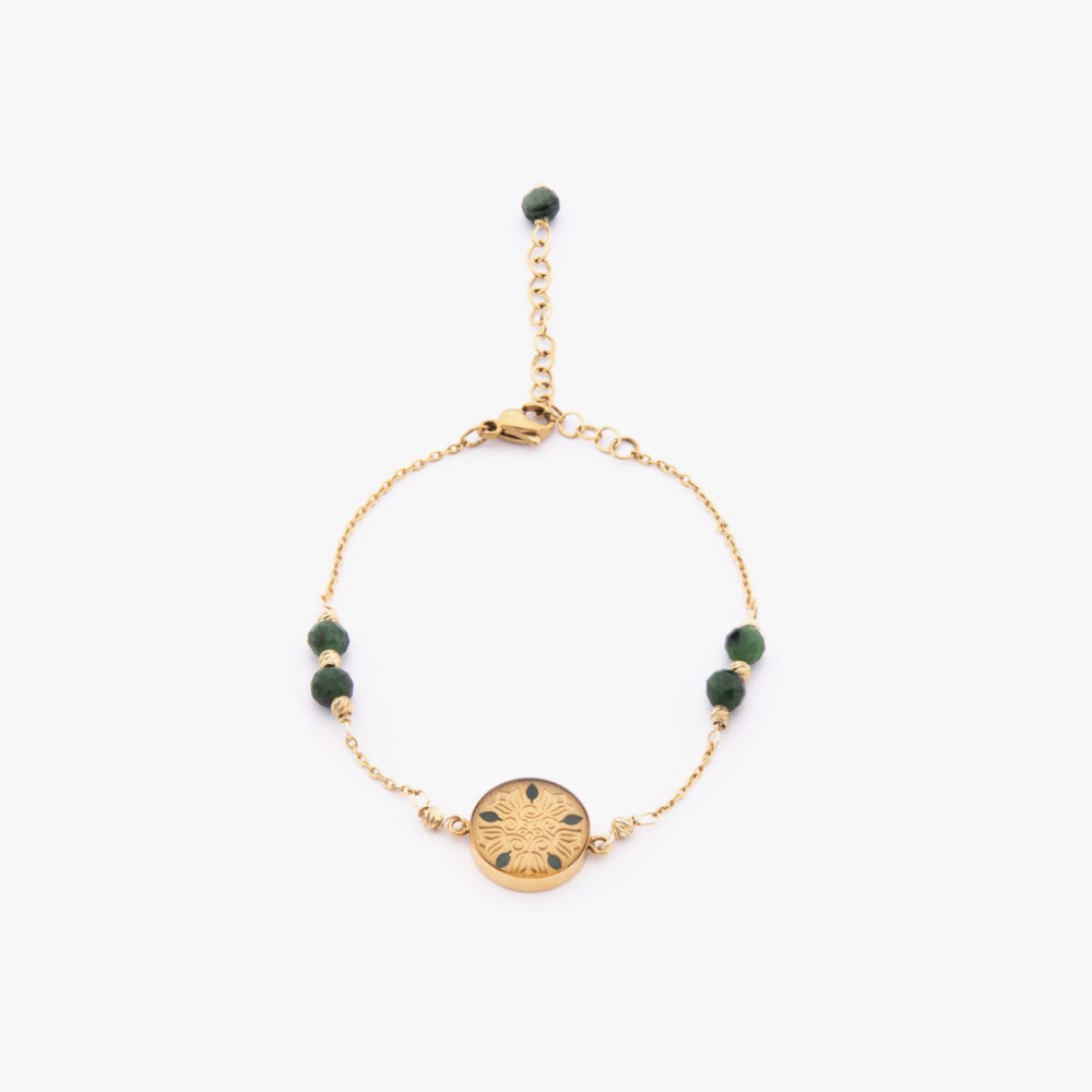 10016388-G دستبند زنانه مروا با ورق طلا و زنجیر سری مانیمو - 1