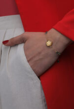 دستبند زنانه مروا با ورق طلا و زنجیر سری مانیمو - 3