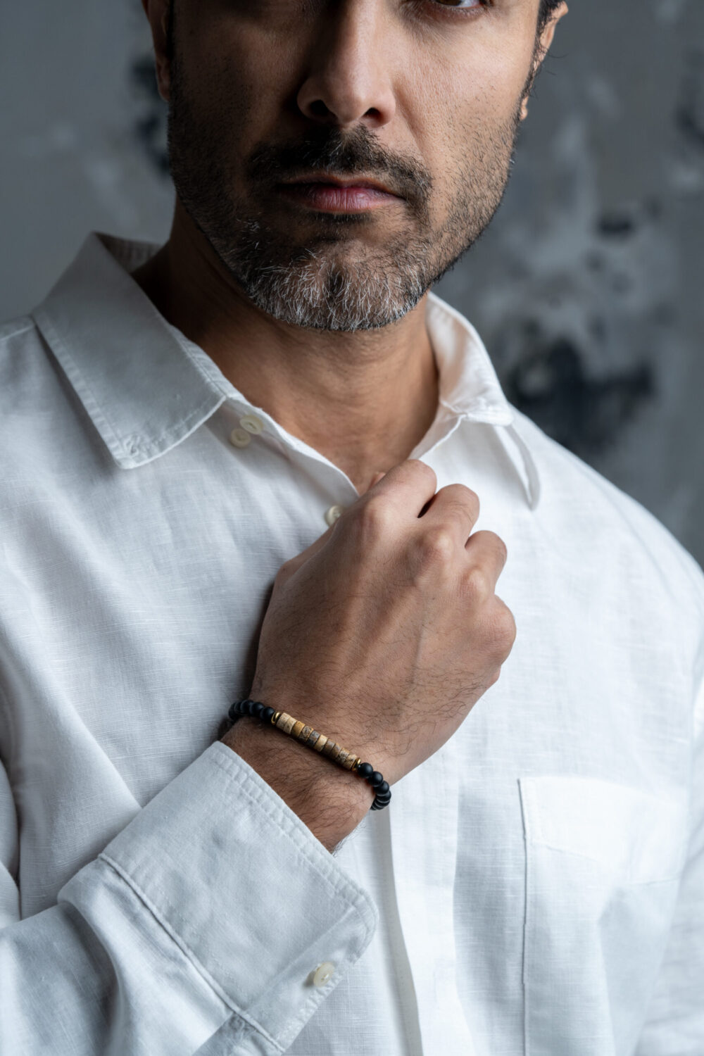 دستبند مردانه جاسپر با ورق طلا و سنگ سری آرتا - 2