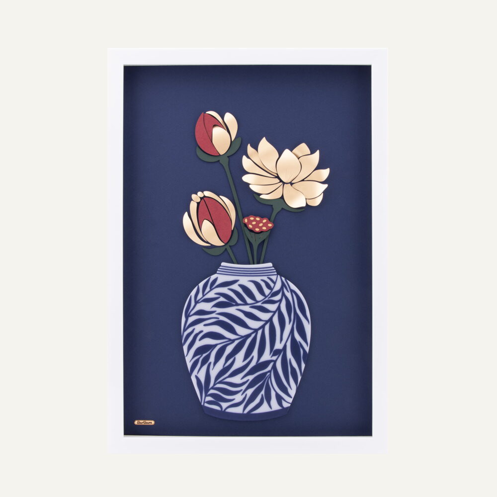 تابلو طلا طبیعت نیلوفر