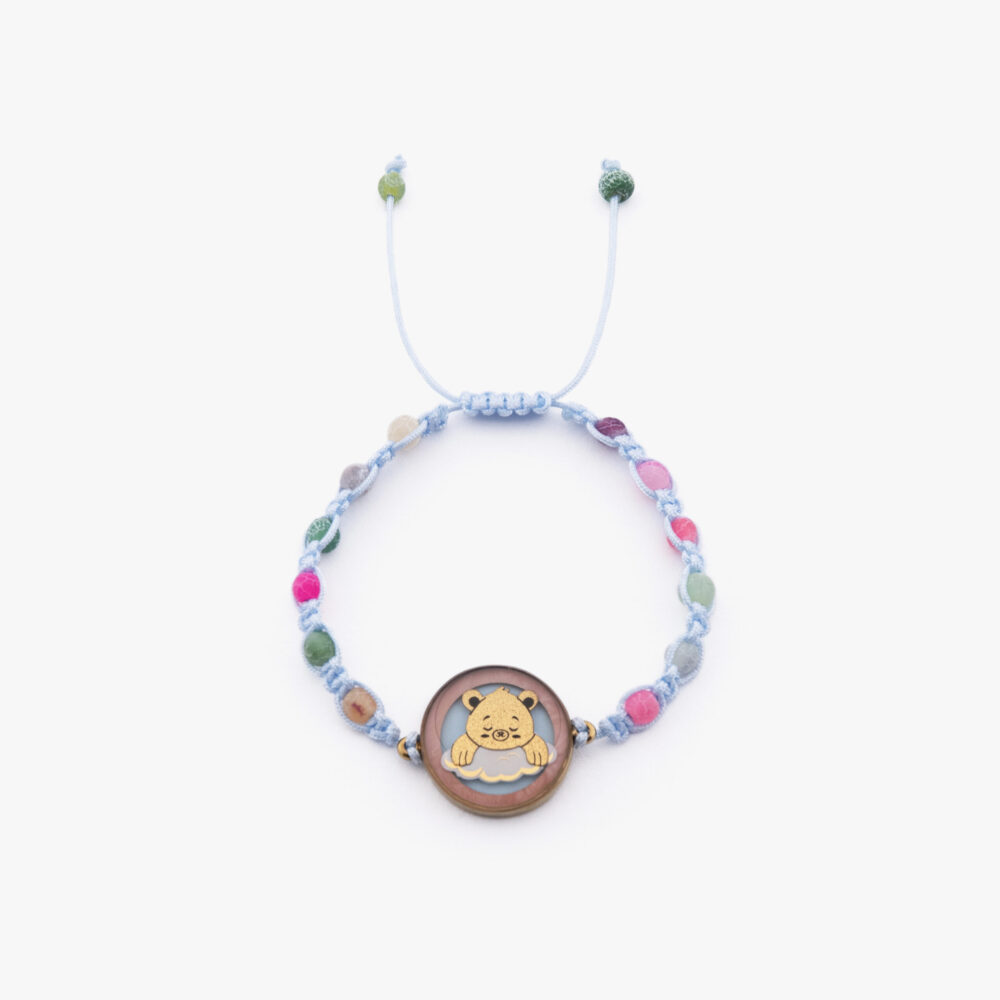 10013468-G دستبند بچه گانه پاندا با ورق طلا و سنگ سری شادی - 1