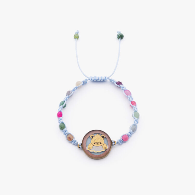 دستبند بچه گانه پاندا با ورق طلا و سنگ سری شادی