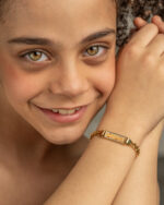 دستبند بچه گانه سبحان با ورق طلا و زنجیر سری کارتیه کودک - 3