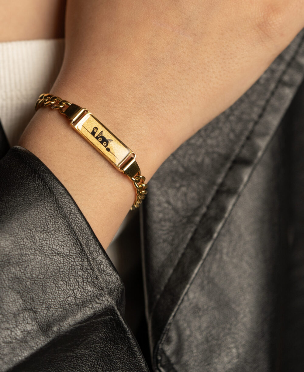 دستبند بچه گانه بامشی با ورق طلا و سنگ سری کارتیه کودک - 2