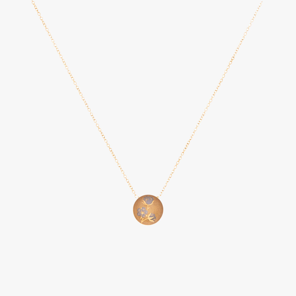 گردنبند زنانه گل پنبه با ورق طلا و زنجیر سری پرهون - 1