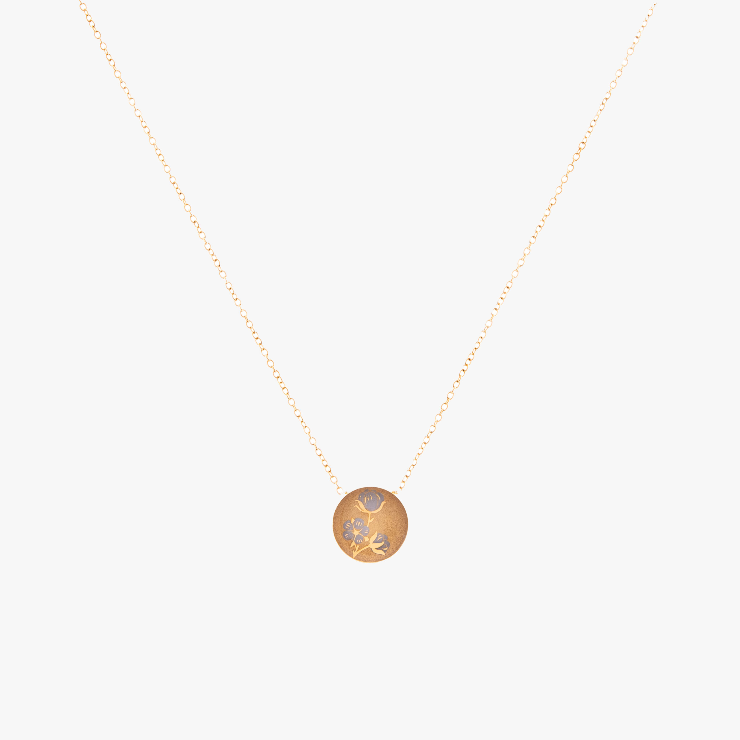 گردنبند زنانه گل پنبه با ورق طلا و زنجیر سری پرهون