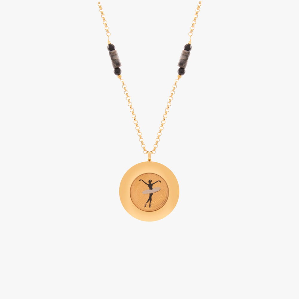 گردنبند زنانه بالرین لاکت با ورق طلا و زنجیر سری ترمه - 1