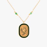 گردنبند زنانه صلح با ورق طلا و زنجیر سری طوق - 2