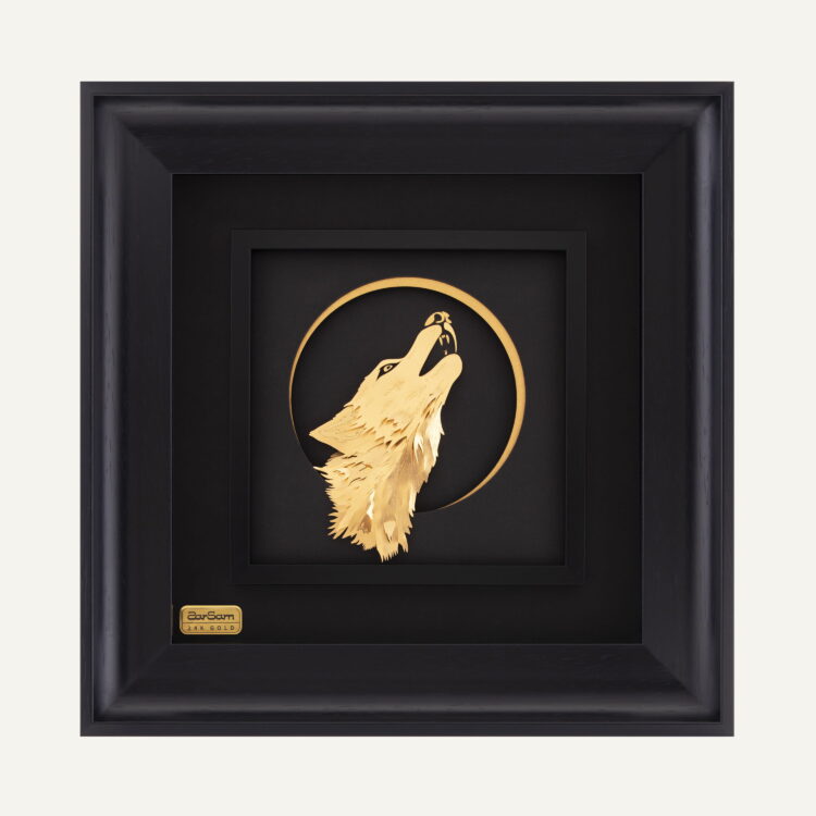 تابلو طلا حیوانات گرگ