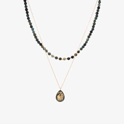 گردنبند زنانه ورق طلا و زنجیر آواز قو v2