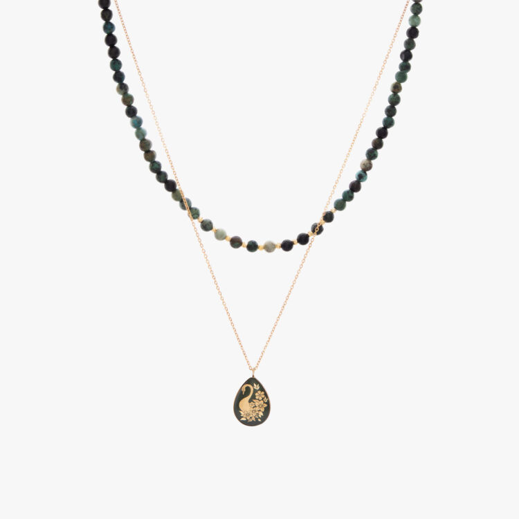 گردنبند زنانه ورق طلا و زنجیر آواز قو v2