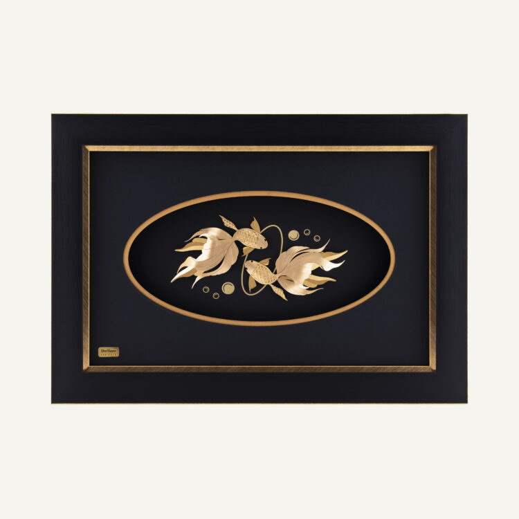 تابلو طلا طبیعت دو ماهی