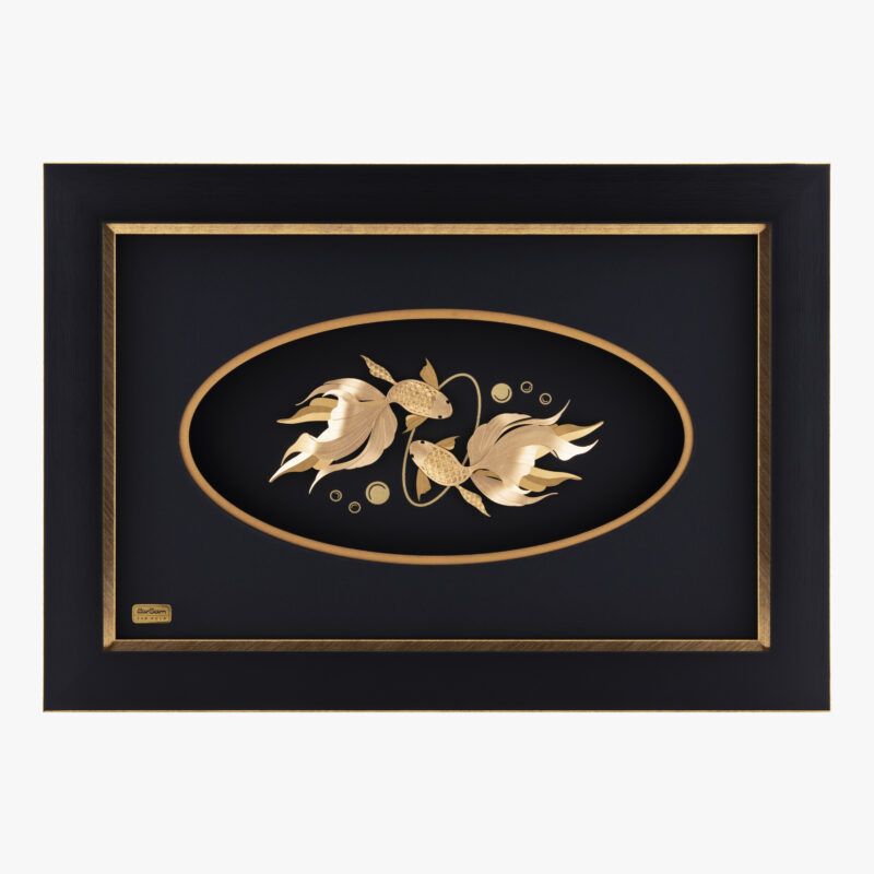 تابلو طلا طبیعت دو ماهی