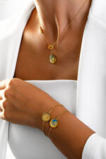 گردنبند زنانه ورق طلا و زنجیر چیچک سری رها - 2