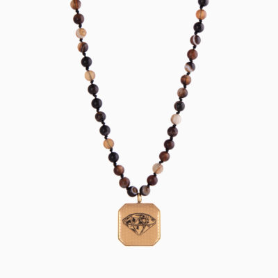 گردنبند مردانه ورق طلا و سنگ الماس سری آوید