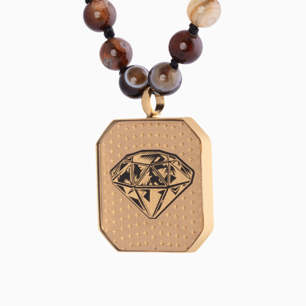 گردنبند مردانه ورق طلا و سنگ الماس سری آوید