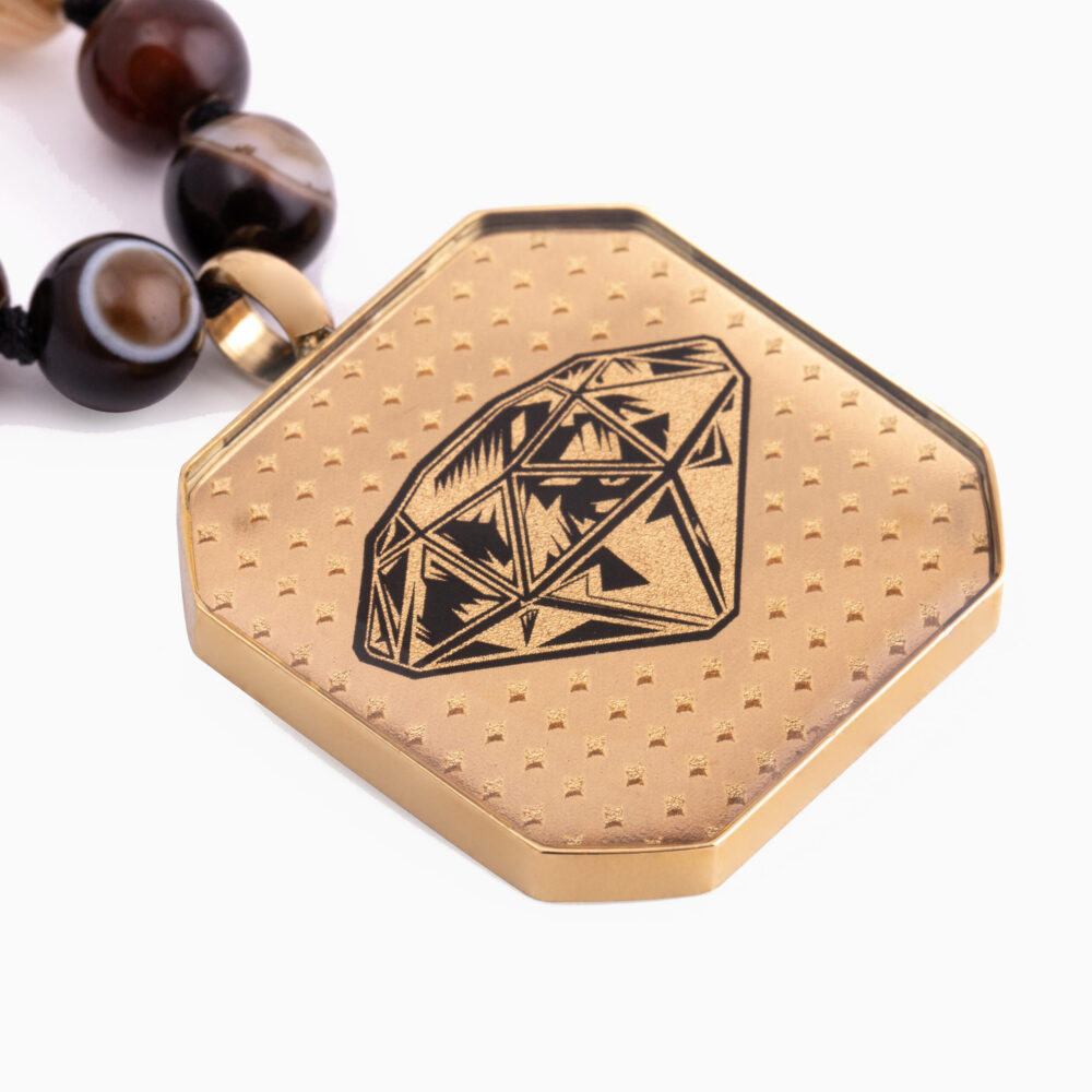 گردنبند مردانه ورق طلا و سنگ الماس سری آوید