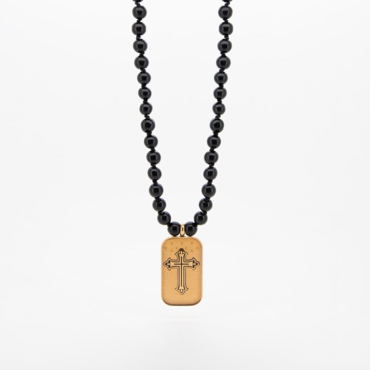 گردنبند مردانه ورق طلا چلیپا سری ایستا