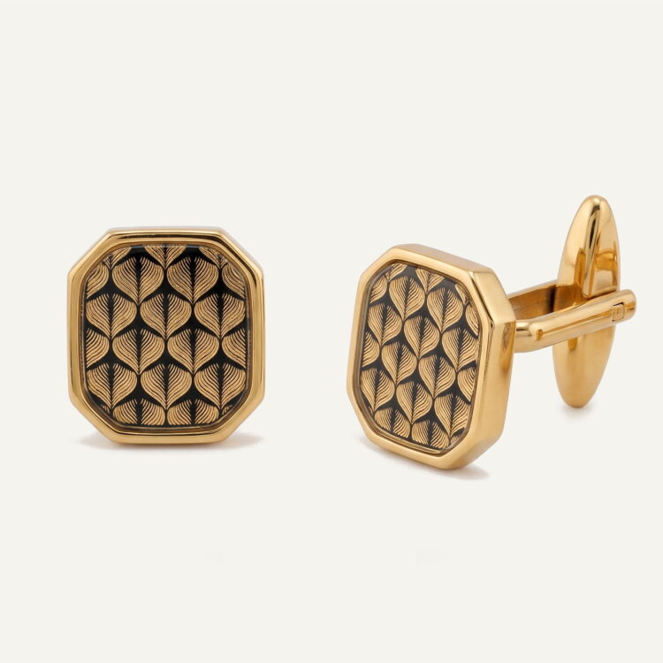 دکمه سردست ورق طلا مردانه سرو سری خشتی