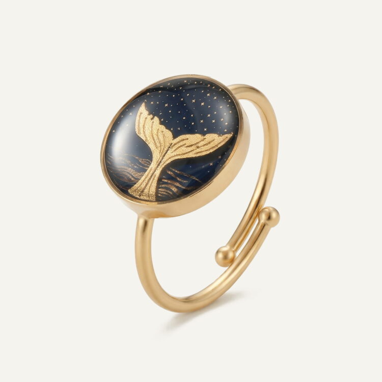 انگشتر ورق طلا زنانه دم وال سری مانی کلاسیک